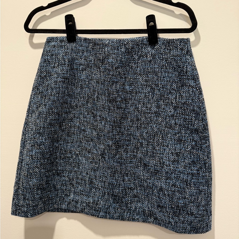 LOFT Black and White A-Line Knee-Length Skirt